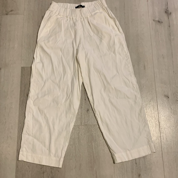 Jarbo easy‎ crop size 32 white elastic waist pockets pull on summer linen blend - Picture 5 of 14